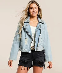 Rhinestone Studded Denim Jacket