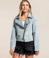 Rhinestone Studded Denim Jacket