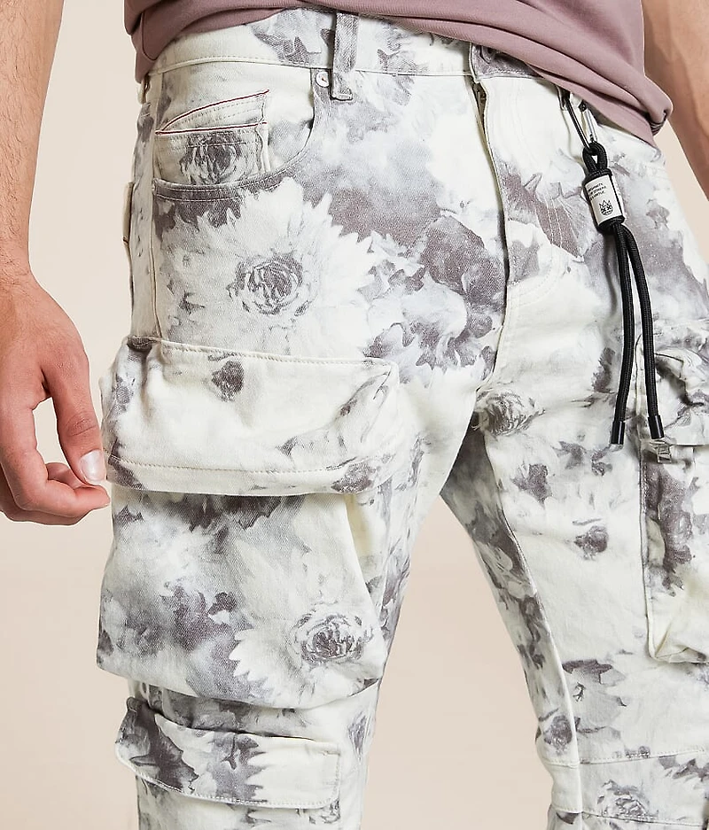 Floral Baggy Cargo Stretch Pant