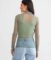 Metallic Mesh Top