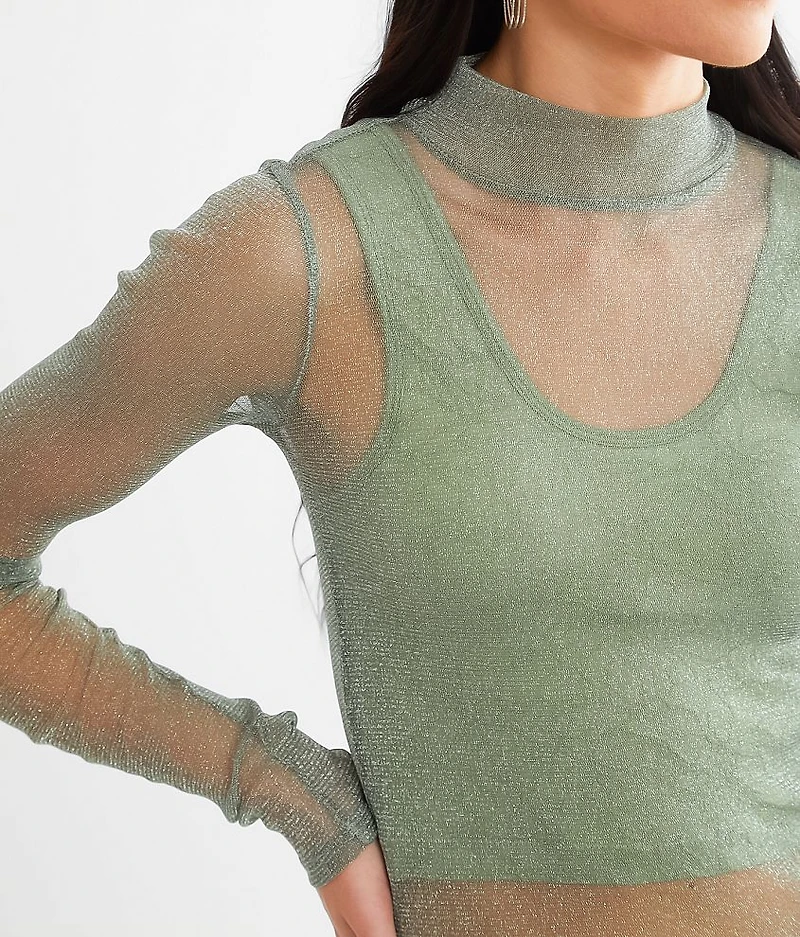 Metallic Mesh Top