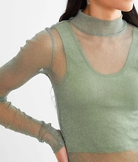Metallic Mesh Top