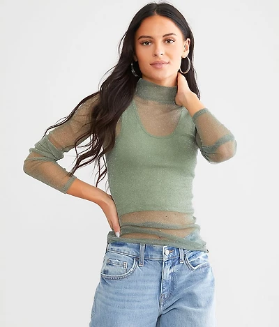 Metallic Mesh Top