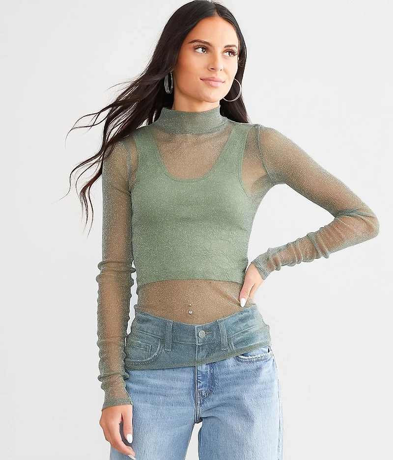 Metallic Mesh Top