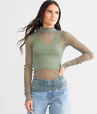 Metallic Mesh Top