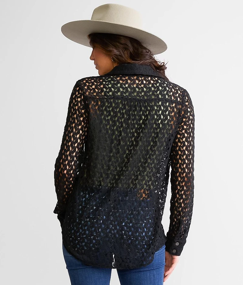 Collared Crochet Shirt
