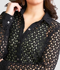 Collared Crochet Shirt