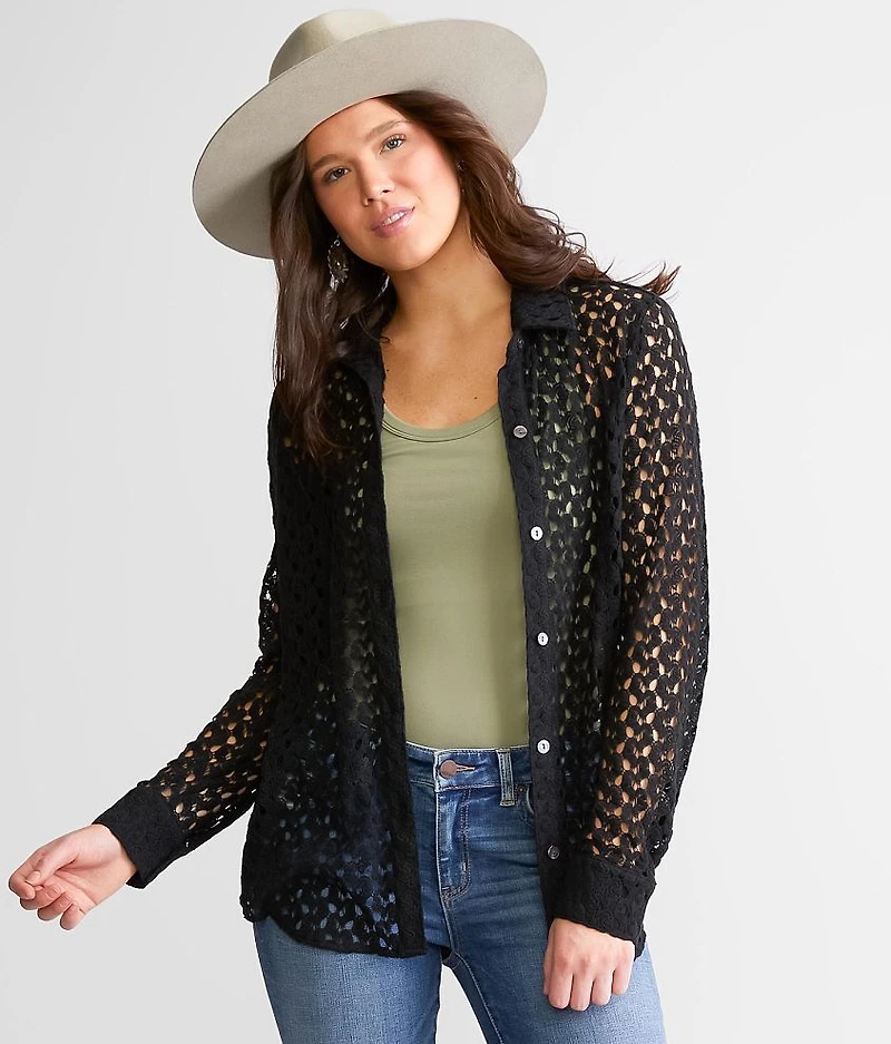 Collared Crochet Shirt
