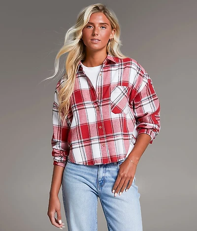 BKE Flannel Cropped Shirt