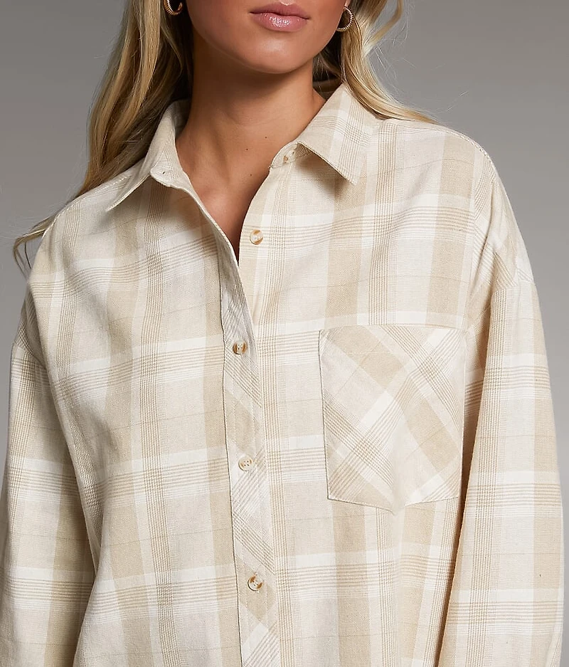 Brushed Plaid Boyfriend Shirt