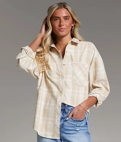 Brushed Plaid Boyfriend Shirt