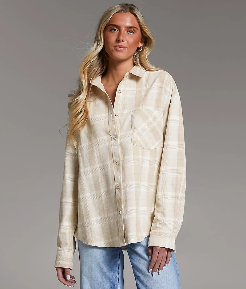 Brushed Plaid Boyfriend Shirt