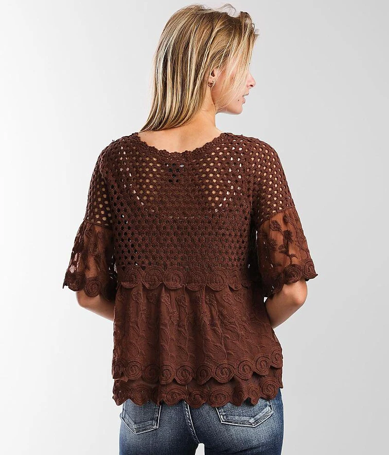 Pieced Crochet Mesh Top