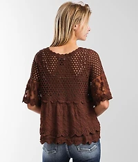 Pieced Crochet Mesh Top