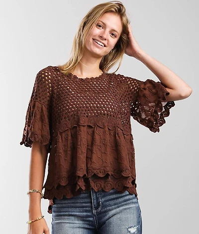 Pieced Crochet Mesh Top
