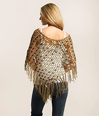 Sequin Fringe Sweater Poncho