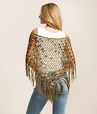 Sequin Fringe Sweater Poncho