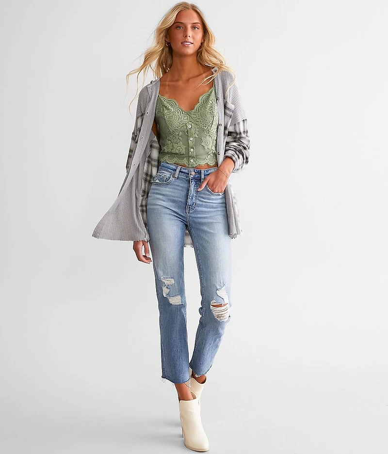 Pieced Plaid Hooded Shirt