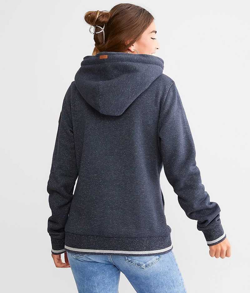 Lurex Cowl Neck Hooded Sweatshirt