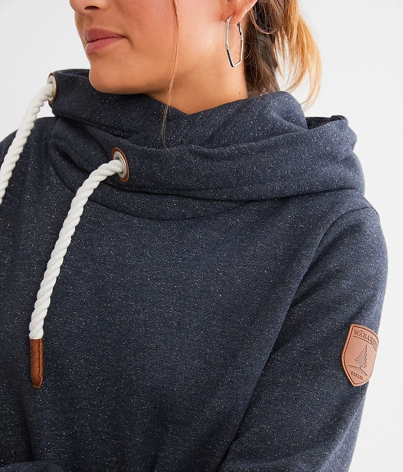 Lurex Cowl Neck Hooded Sweatshirt