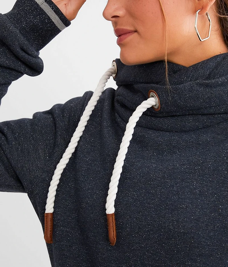 Lurex Cowl Neck Hooded Sweatshirt