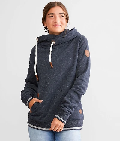 Lurex Cowl Neck Hooded Sweatshirt