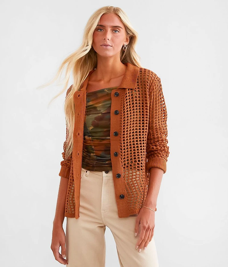 Open Stitch Cardigan Sweater
