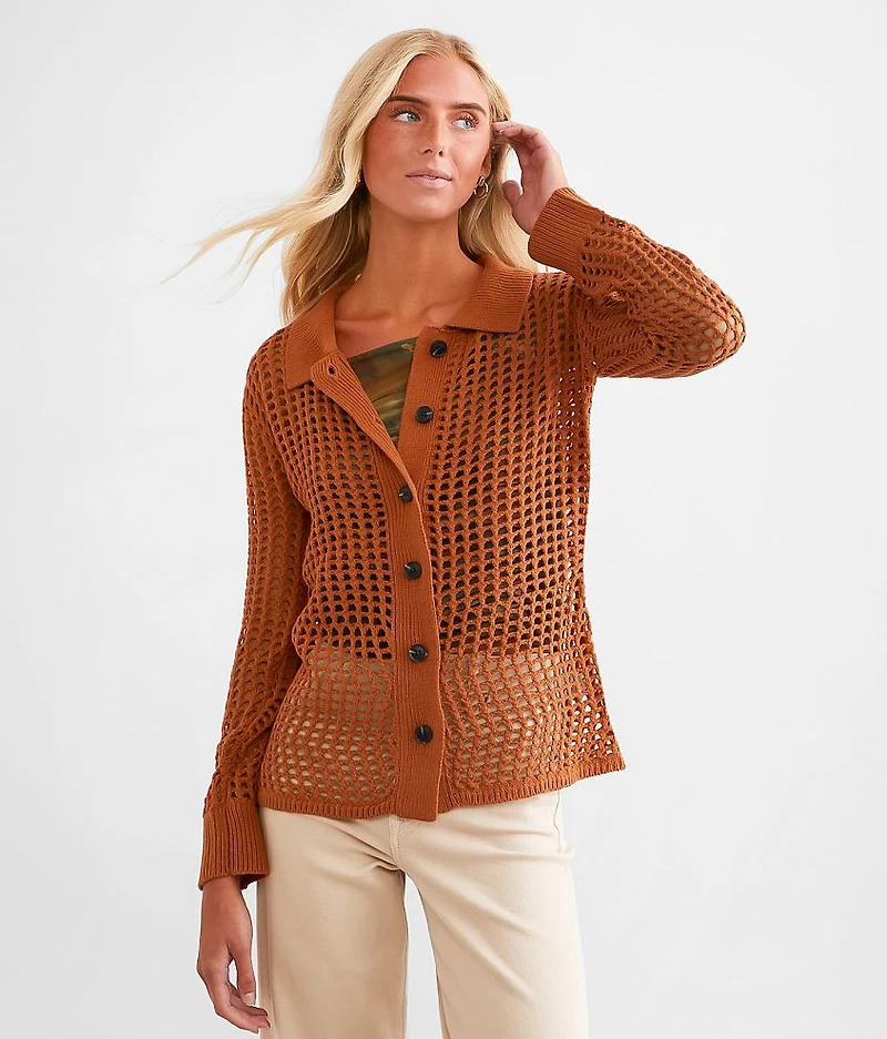 Open Stitch Cardigan Sweater