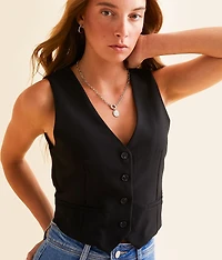 Button-Up Cropped Vest