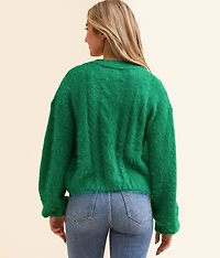 Eyelash Cropped Cardigan Sweater