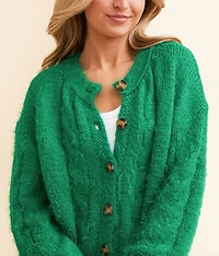 Eyelash Cropped Cardigan Sweater