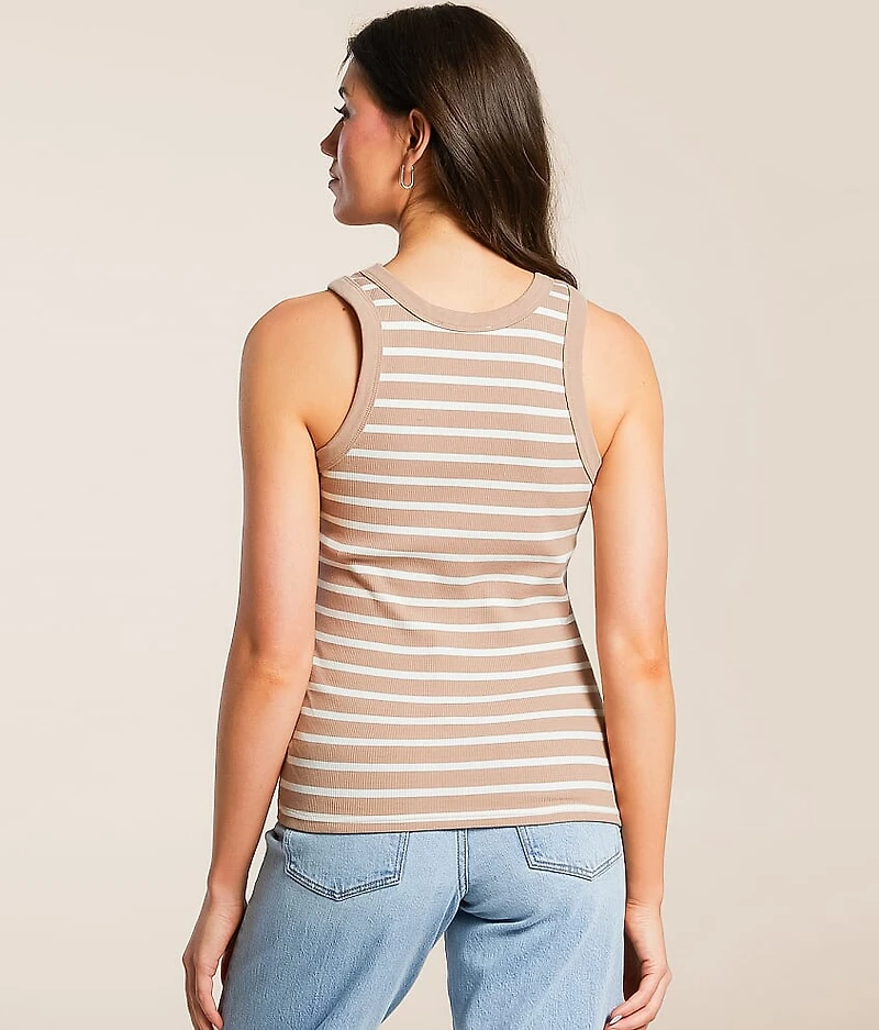 Striped High Neck Tank Top