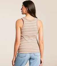 Striped High Neck Tank Top