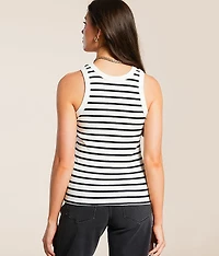 Striped High Neck Tank Top
