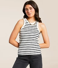 Striped High Neck Tank Top