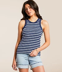 Striped High Neck Tank Top