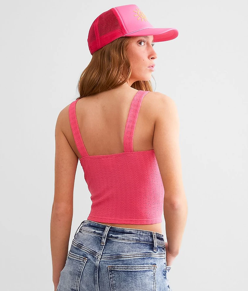 Textured U-Wire Cropped Tank Top