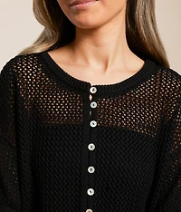 Open Stitch Henley Sweater