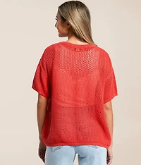 Open Stitch Henley Sweater
