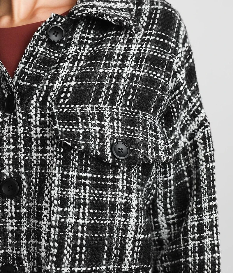 Plaid Frayed Shacket