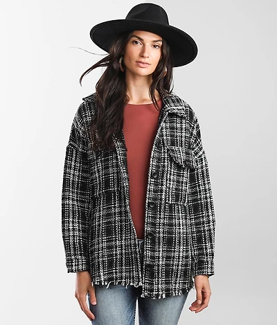 Plaid Frayed Shacket