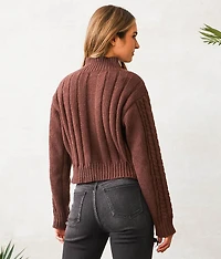 Fitted Cable Knit Cardigan Sweater