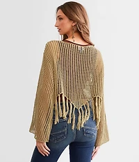 Fringe Handkerchief Hem Sweater