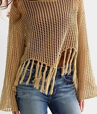 Fringe Handkerchief Hem Sweater