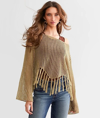 Fringe Handkerchief Hem Sweater