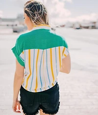 Striped Tie Front Top