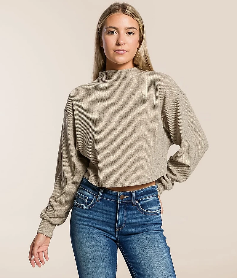 Mock Neck Cropped Top