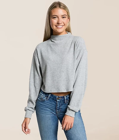 Mock Neck Cropped Top