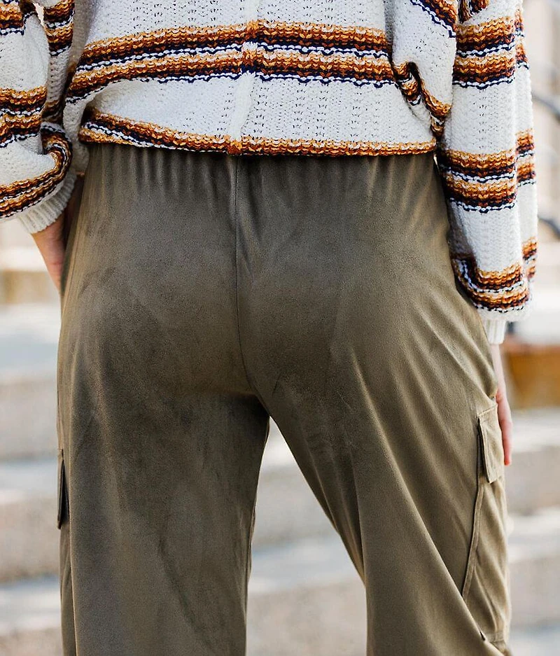 Faux Suede Cargo Jogger Pant