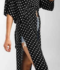 Polka Dot Surplice Wrap Top